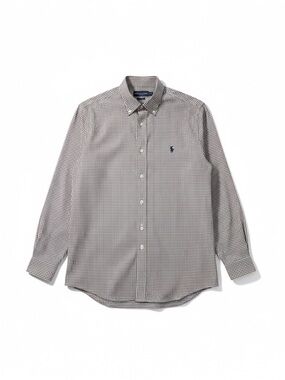 Ralph Lauren Golf Tilden Shirt Mens Medium Brown Gingham Cotton Button Down